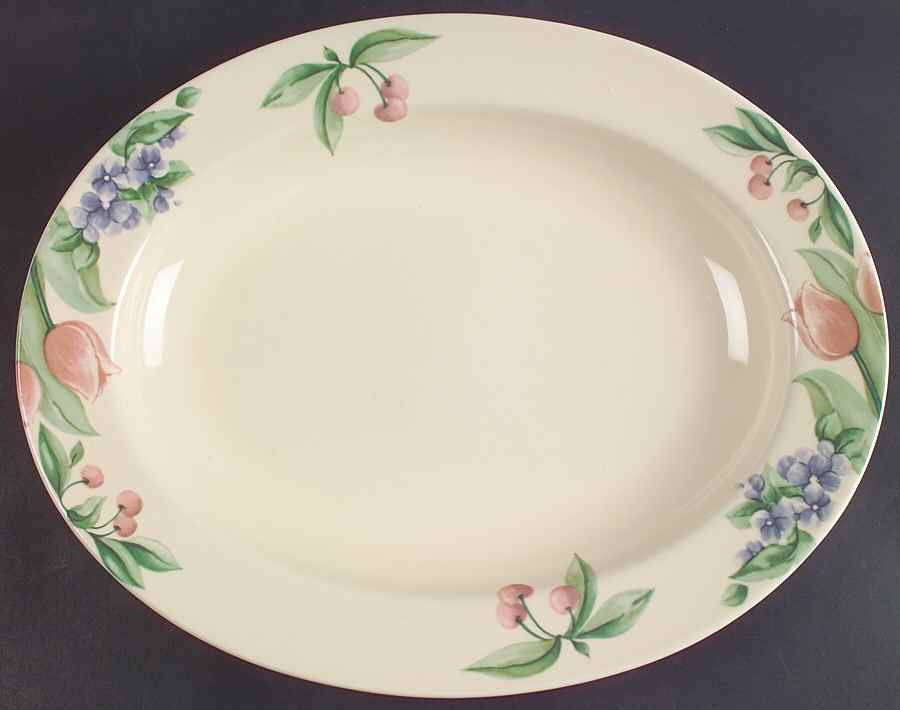 Garden Party (Garden Impressions) 14" Deep Oval Serving Platter by Pfaltzgraff-1