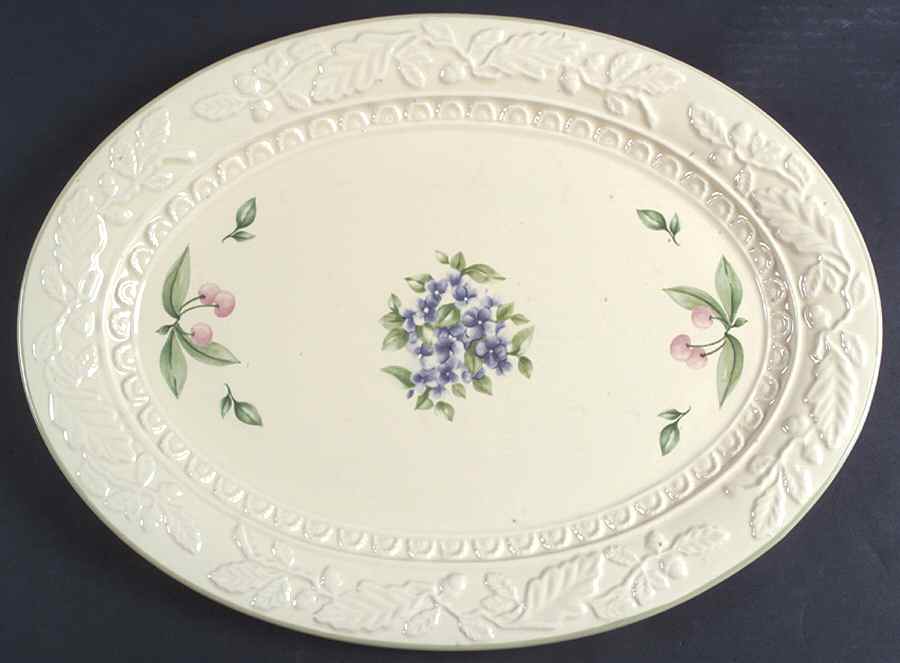 Garden Party (Garden Impressions) 18" Embossed Oval Serving Platter by Pfaltzgraff-1