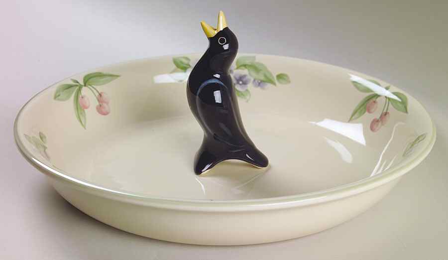 Garden Party (Garden Impressions) 10" Pie Baking Plate with Pie Bird by Pfaltzgraff-1