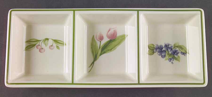 Garden Party (Garden Impressions) Melamine 3 Section Rectangular Tray by Pfaltzgraff-1