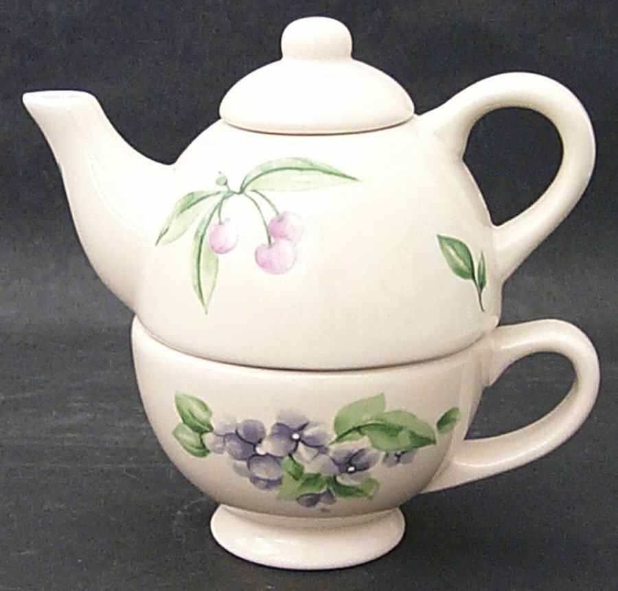 Garden Party (Garden Impressions) Individual Teapot & Lid with Cup by Pfaltzgraff-1