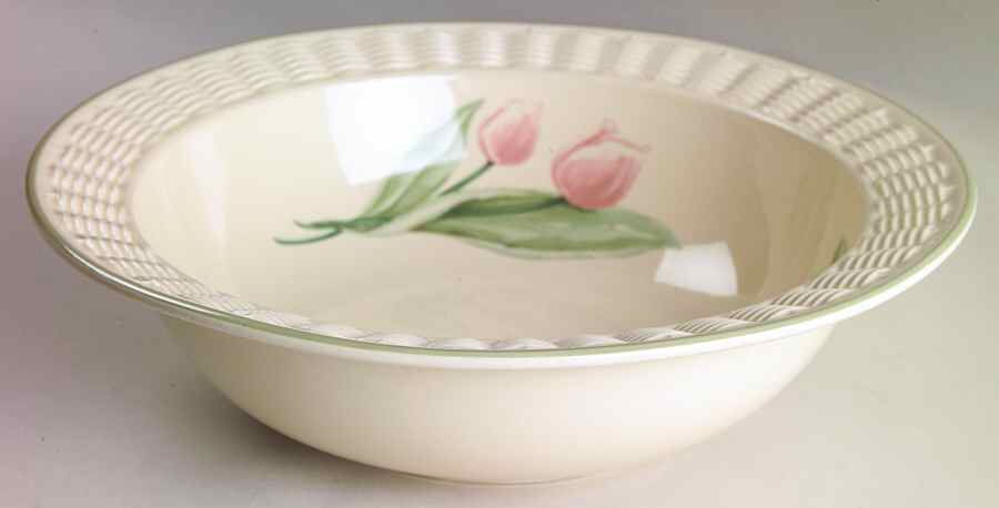 Garden Party (Garden Impressions) Serving Bowl with Wicker Trim by Pfaltzgraff-1