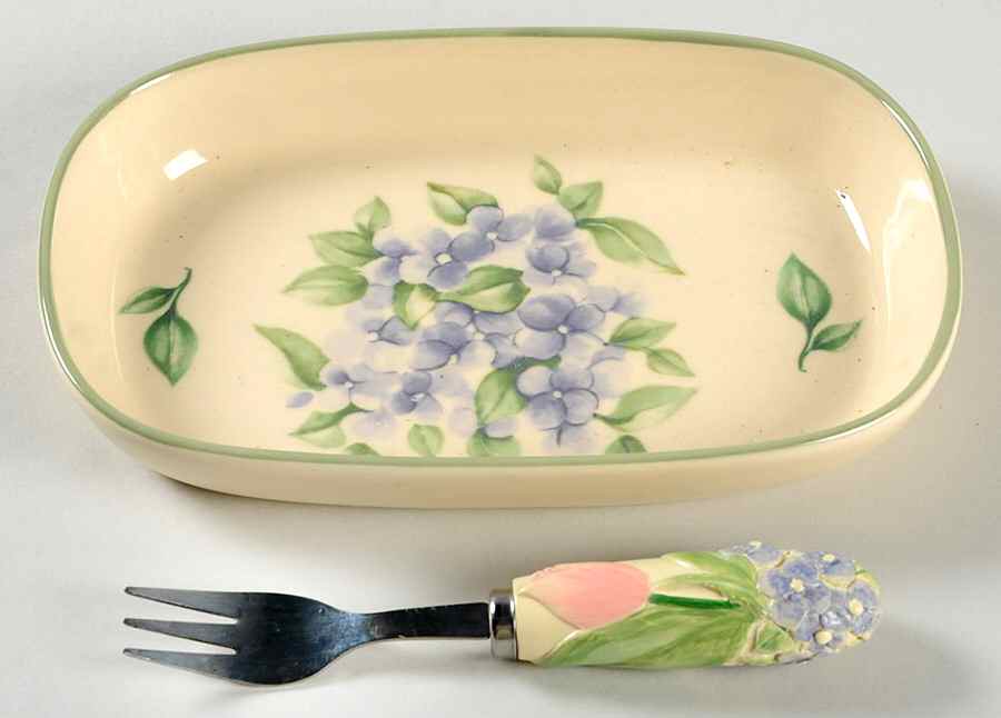 Garden Party (Garden Impressions) Hors d'Oeuvre Set (Tray and Fork) by Pfaltzgraff-1