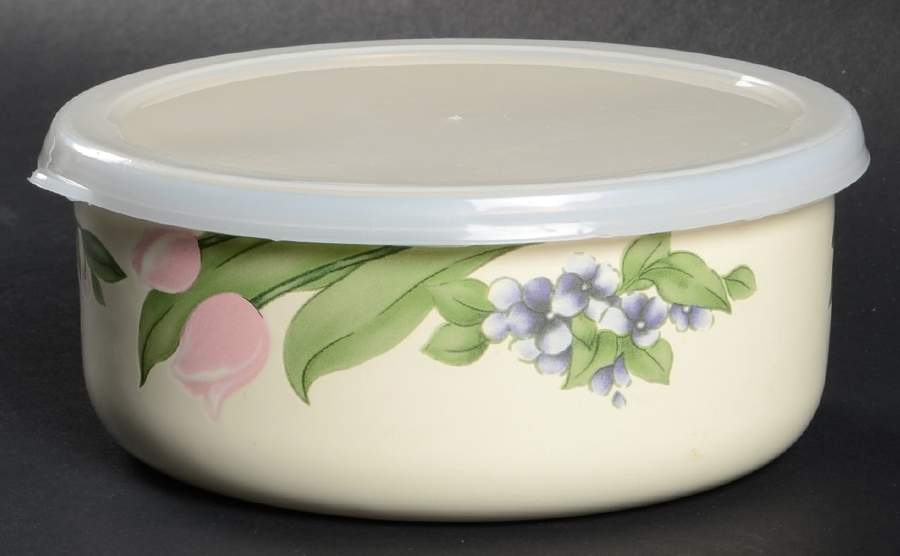 Garden Party (Garden Impressions) Bowl-Metal 5 7/8"  with Plastic Lid by Pfaltzgraff-1