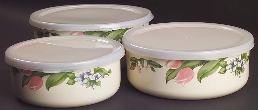 Garden Party (Garden Impressions) (3 Pc) Metal Bowl Set & Lid (5 7/8",6 3/4",7 3/8") by Pfaltzgraff-1