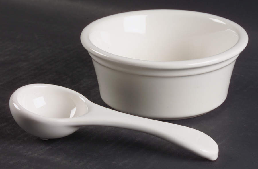 Gazebo White Dip/Salsa Crock & Ladle by Pfaltzgraff-1