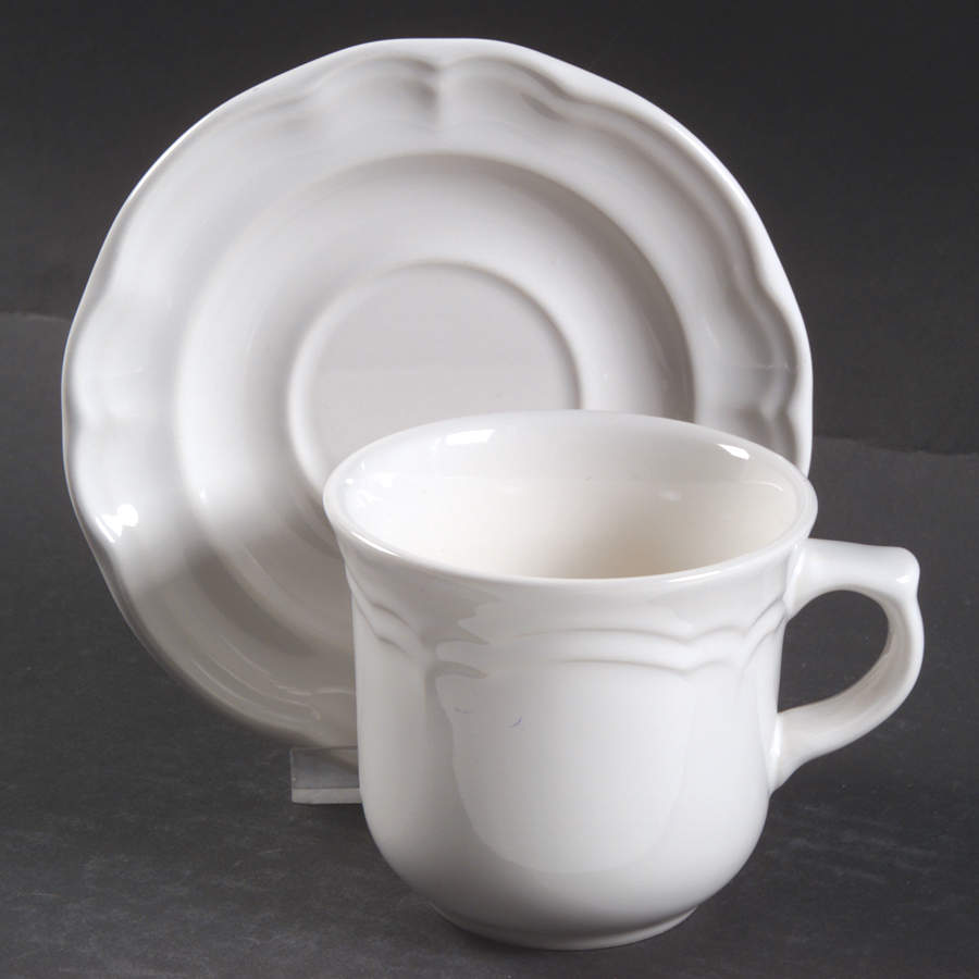 Gazebo White Flat Cup & Saucer Set by Pfaltzgraff-1