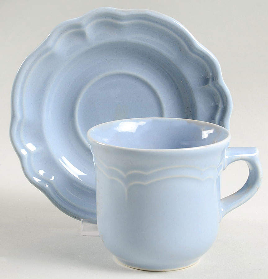 Gazebo Blue Flat Cup & Saucer Set by Pfaltzgraff-1