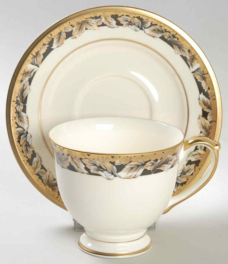 Golden Echo Footed Cup & Saucer Set by Pfaltzgraff-1