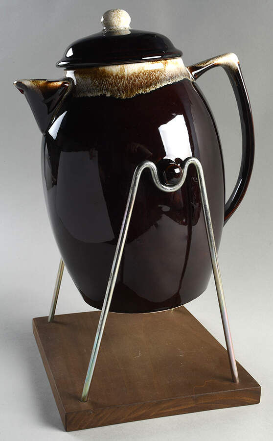 Gourmet Brown Beverage Server & Stand by Pfaltzgraff-1