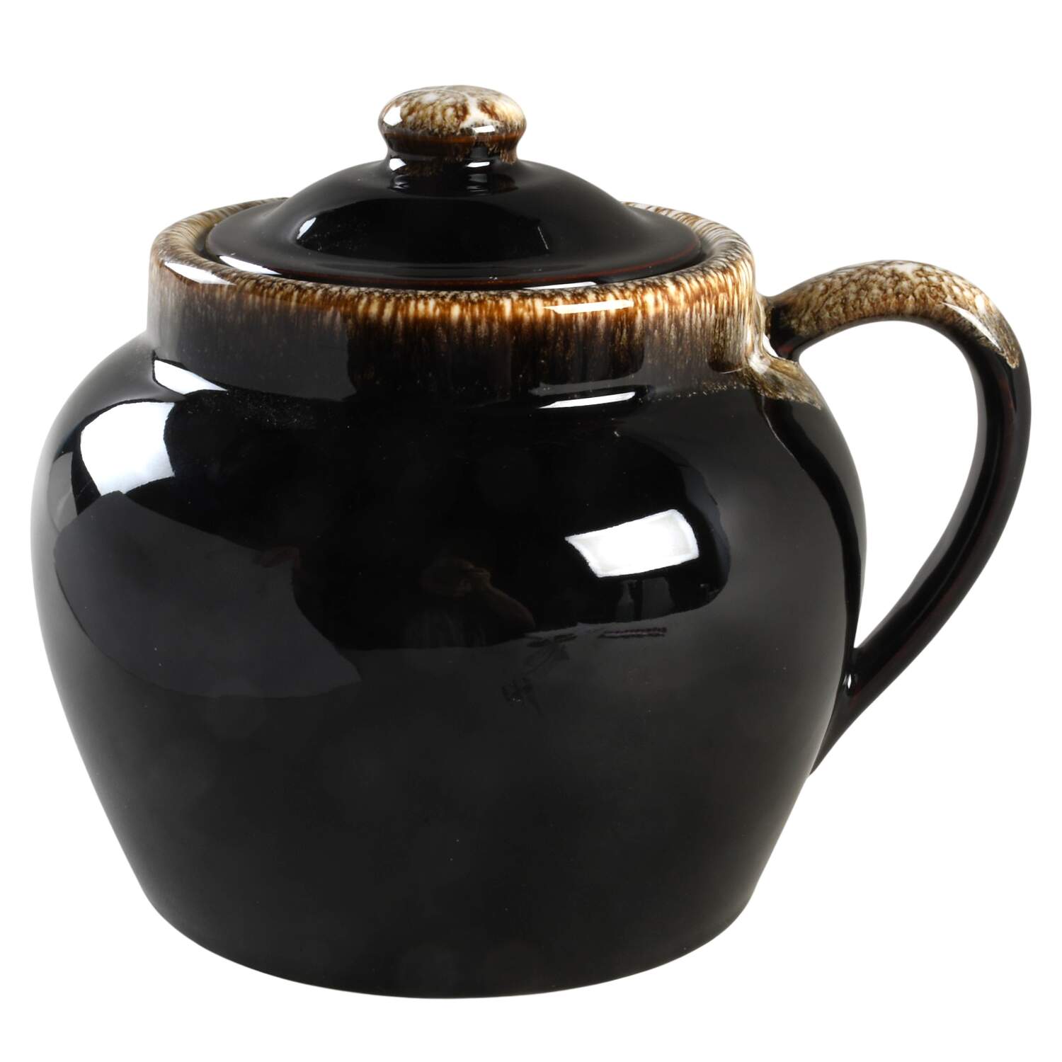 Gourmet Brown Bean Pot & Lid by Pfaltzgraff-1