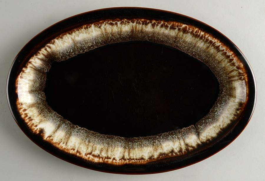 Gourmet Brown 12" Oval Serving Platter by Pfaltzgraff-1