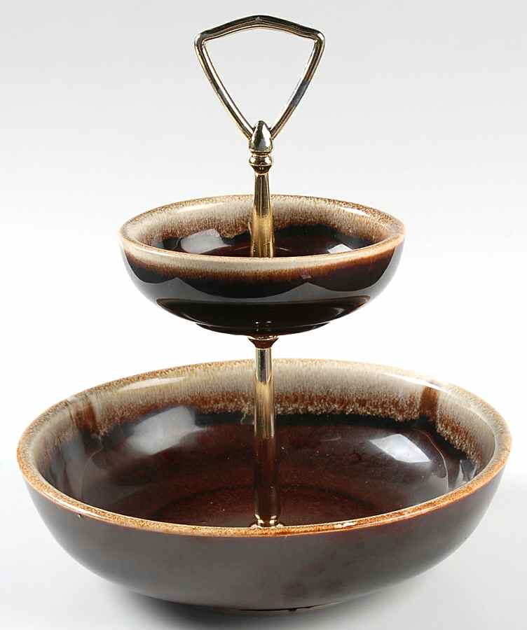 Gourmet Brown 2 Tiered Server (RV8M2 & FRM1l) by Pfaltzgraff-1