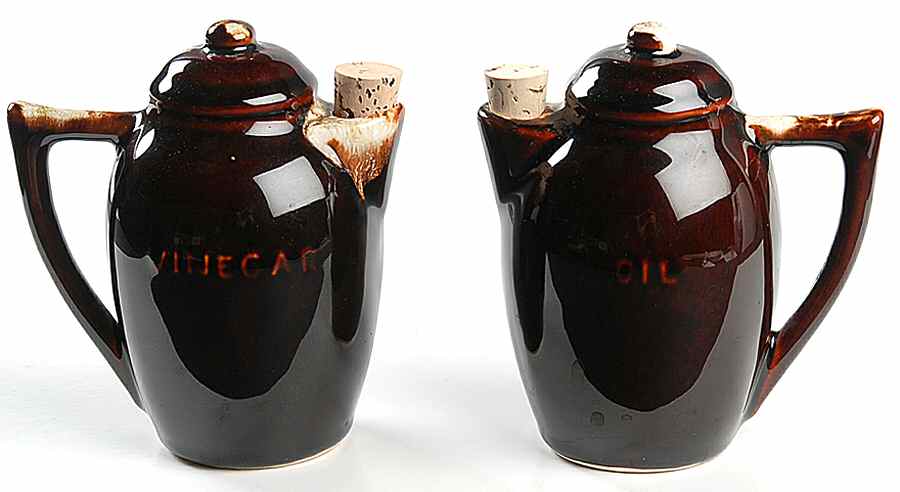 Gourmet Brown Handled Oil and Vinegar with Cork Stoppers by Pfaltzgraff-1