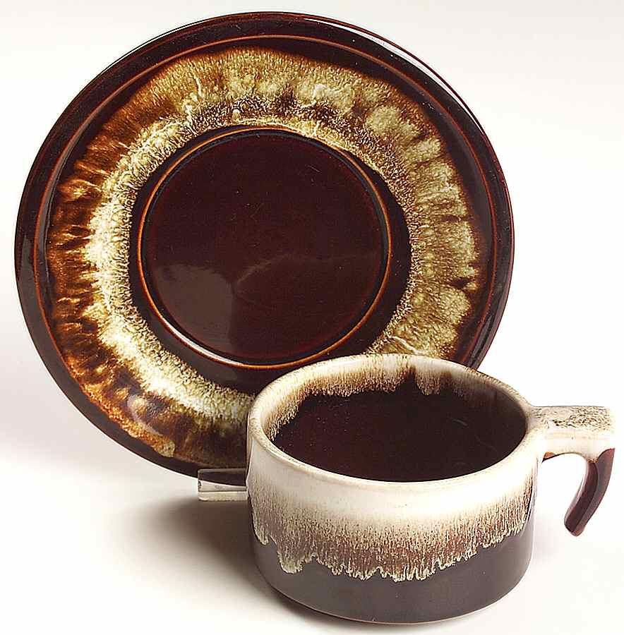 Gourmet Brown Flat Cup & Saucer Set by Pfaltzgraff-1
