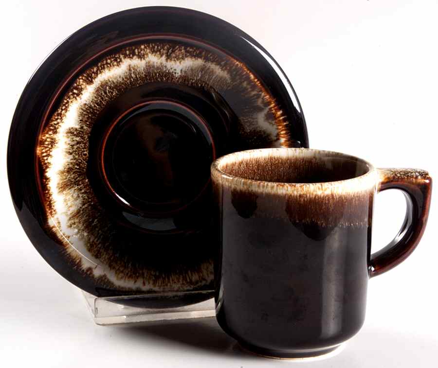 Gourmet Brown Flat Demitasse Cup & Saucer Set by Pfaltzgraff-1