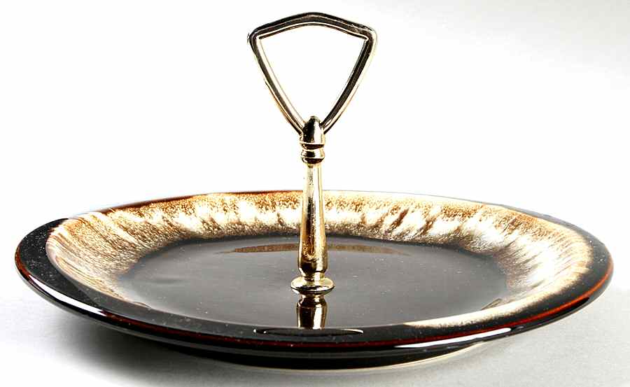 Gourmet Brown Round Serving Plate with Handle (DP) by Pfaltzgraff-1