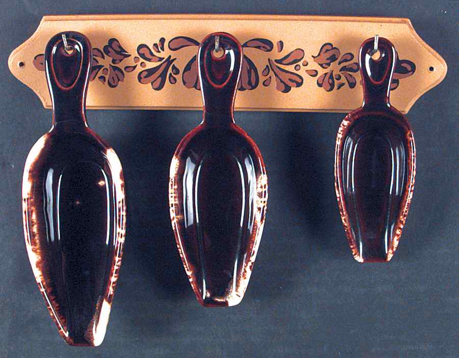 Gourmet Brown Scoop Set with Wood Rack by Pfaltzgraff-1
