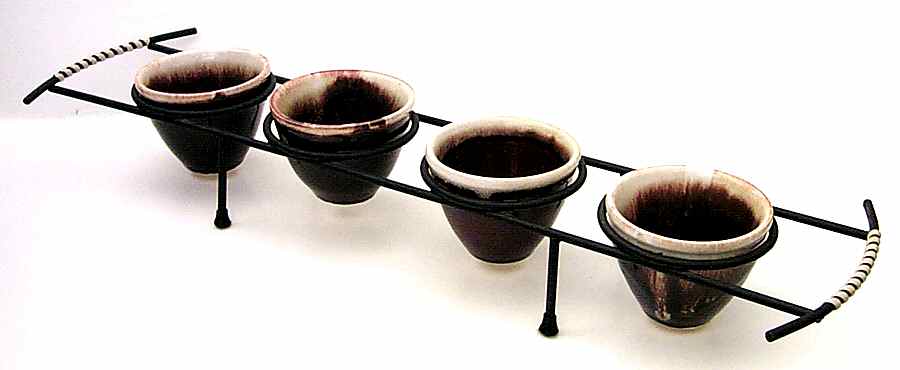 Gourmet Brown Condiment Set (4-Piece with Metal Rack) by Pfaltzgraff-1