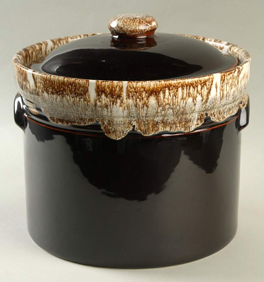 Gourmet Brown Ice Crock with Lid & Metal Insert by Pfaltzgraff-1