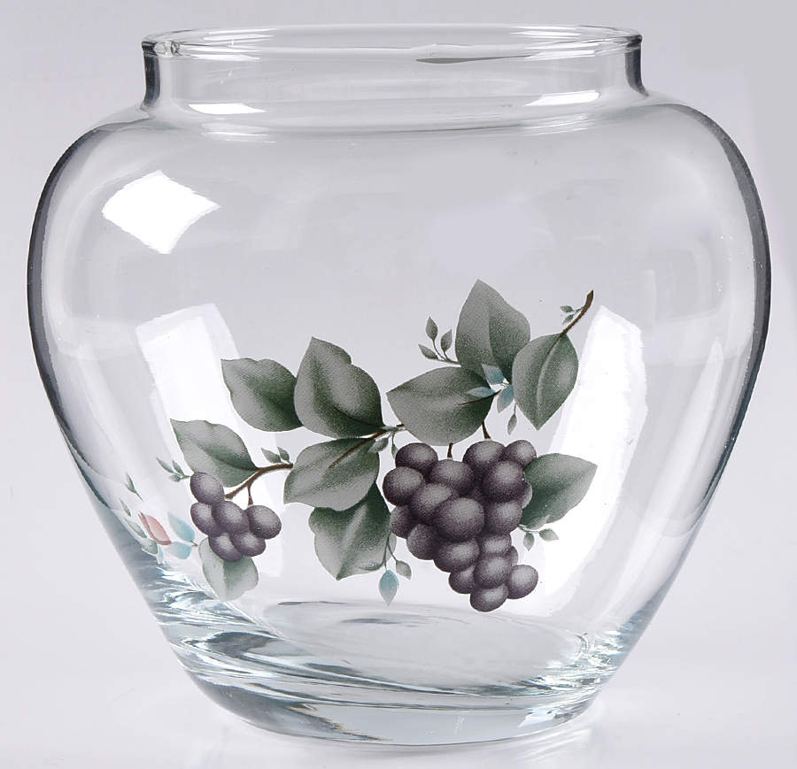 Grapevine Glassware Cookie Jar No Ceramic Figural Lid by Pfaltzgraff-1