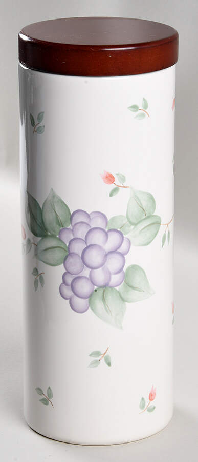 Grapevine Large Cylinder Canister & Wood Lid by Pfaltzgraff-1