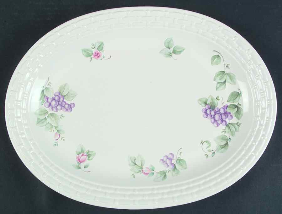 Grapevine 14" Oval Basketweave Serving Platter by Pfaltzgraff-1