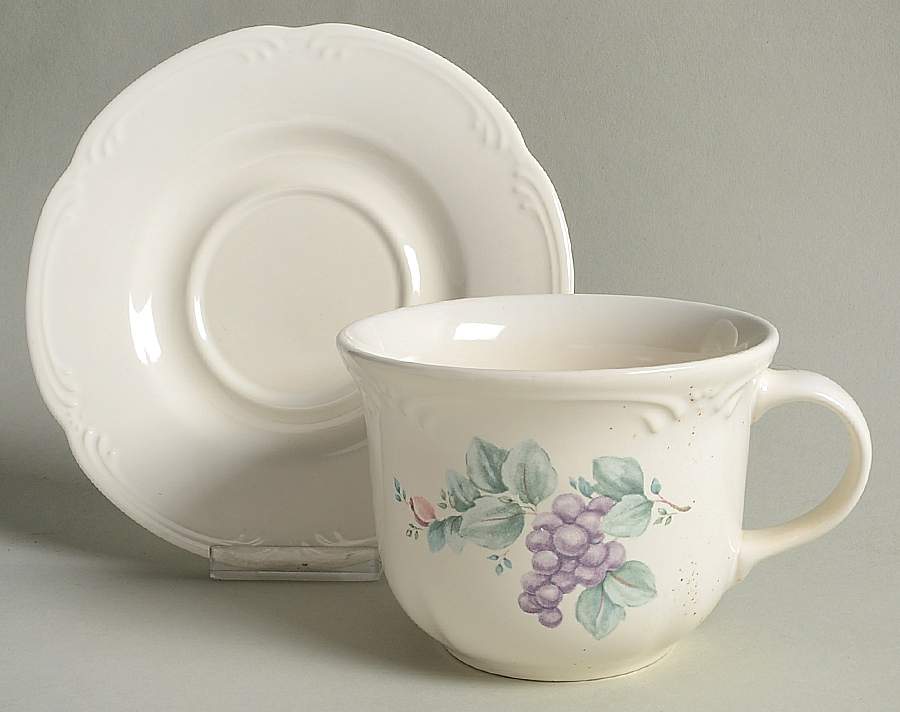 Grapevine Oversized Cup & Saucer Set by Pfaltzgraff-1