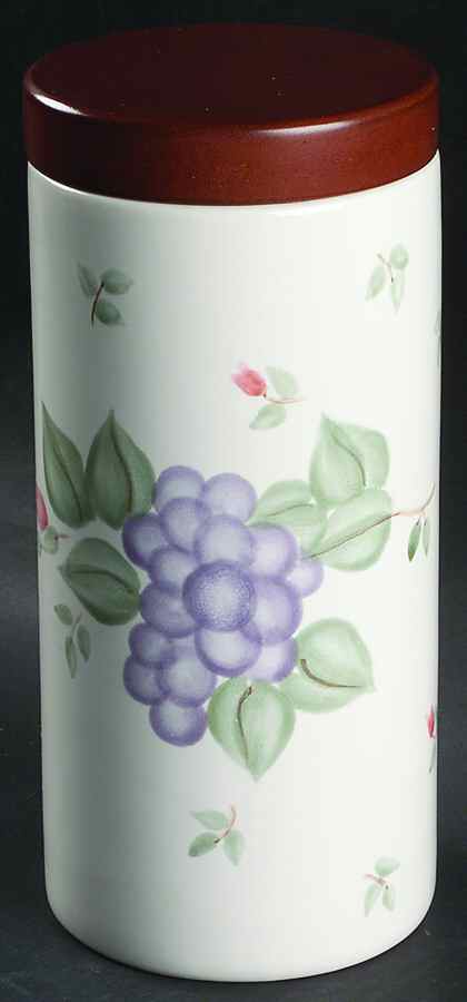 Grapevine Medium Cylinder Canister & Wood Lid by Pfaltzgraff-1