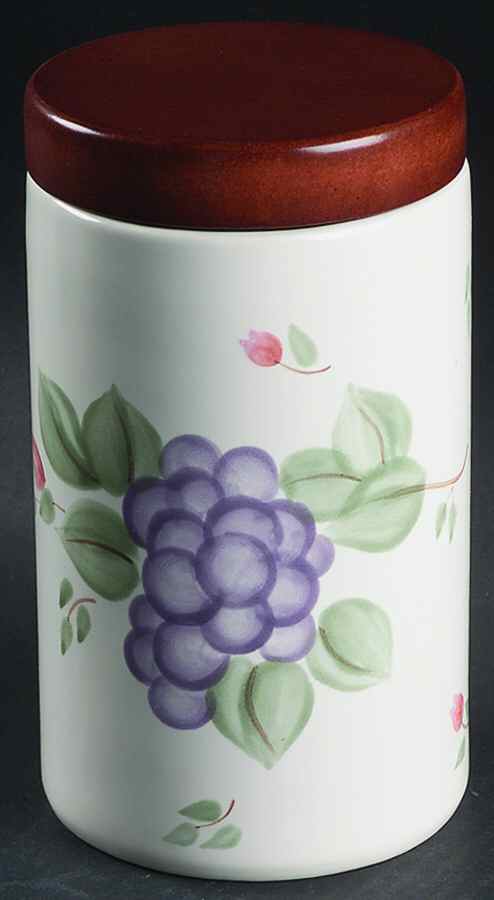 Grapevine Small Cylinder Canister & Wood Lid by Pfaltzgraff-1