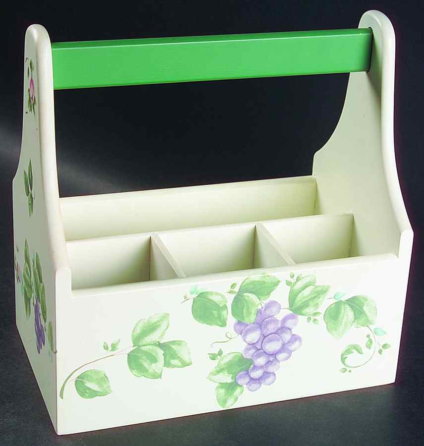 Grapevine Wood Silverware/Napkin Caddy by Pfaltzgraff-1