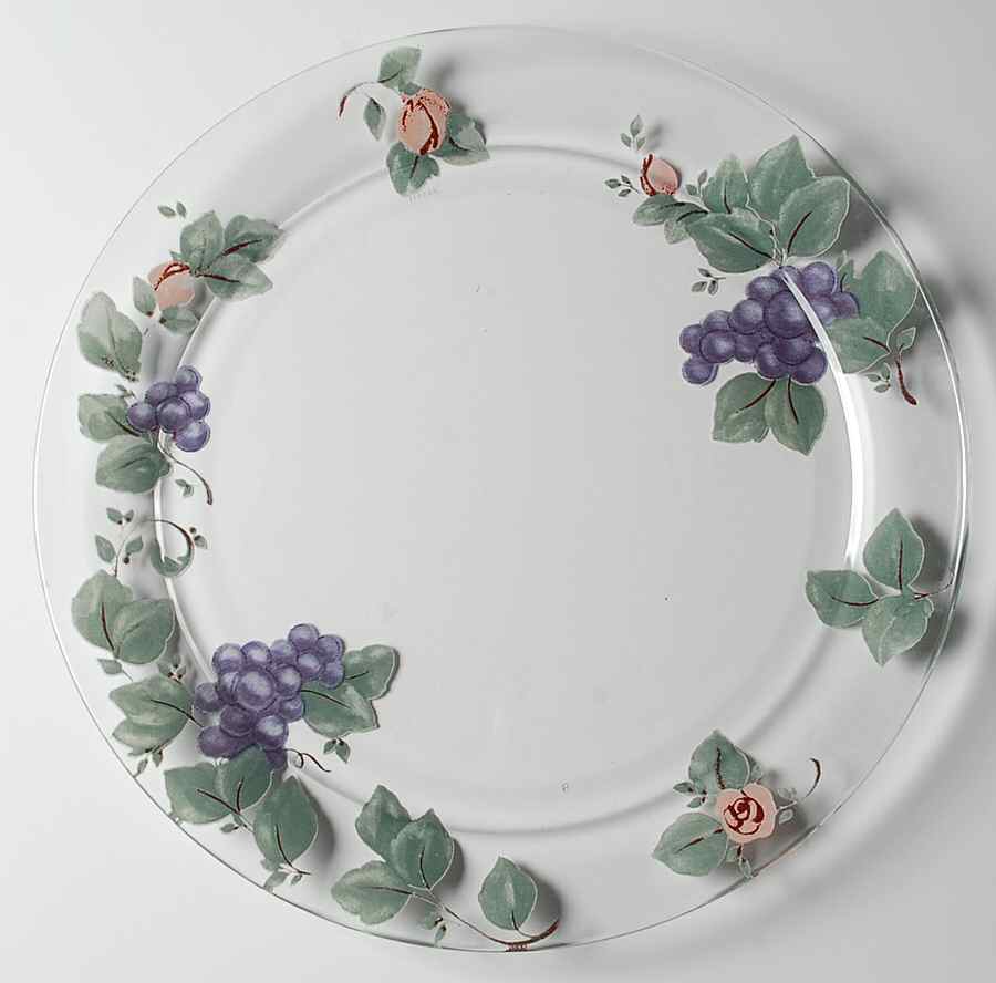 Grapevine Round Glassware Cake Plate by Pfaltzgraff-1