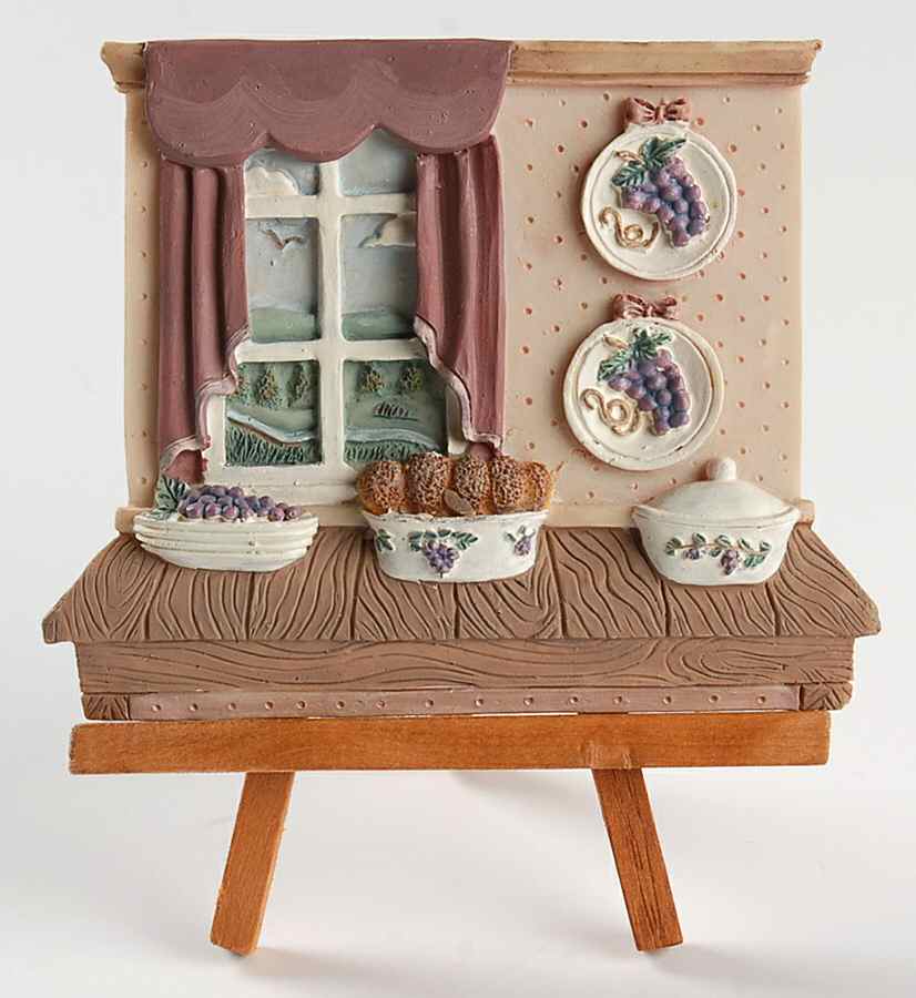 Grapevine Square Plaque & Wood Easel by Pfaltzgraff-1