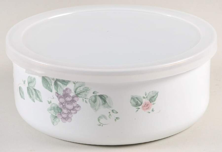 Grapevine 6 5/8" Metal Bowl W/Plastic Lid by Pfaltzgraff-1