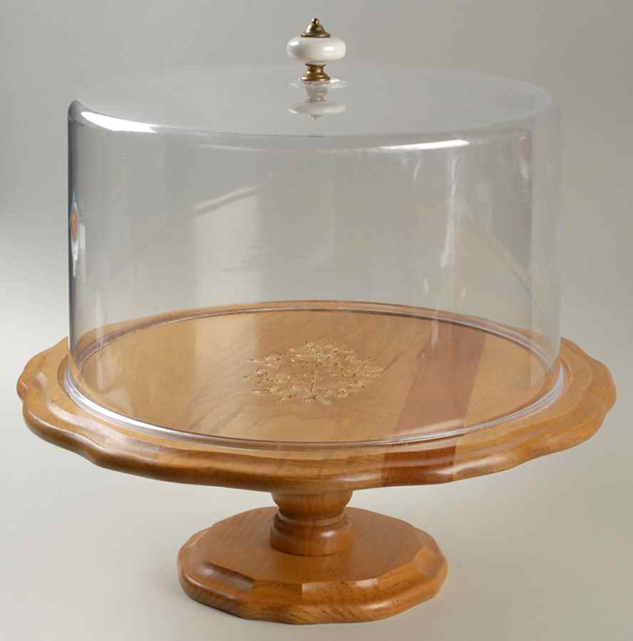 Heirloom 13" Diameter Wood Cake Stand & Plastic Dome by Pfaltzgraff-1