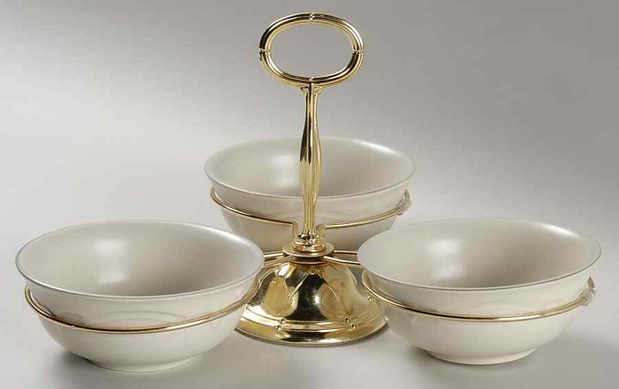 Heirloom 7" x 12" 3-Part Relish & Metal Stand (FR) HC by Pfaltzgraff-1