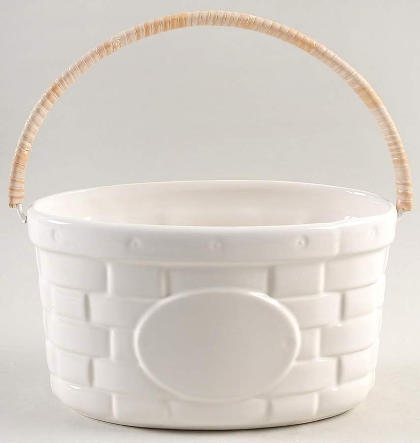Heritage White Medium Basket with Handle by Pfaltzgraff-1