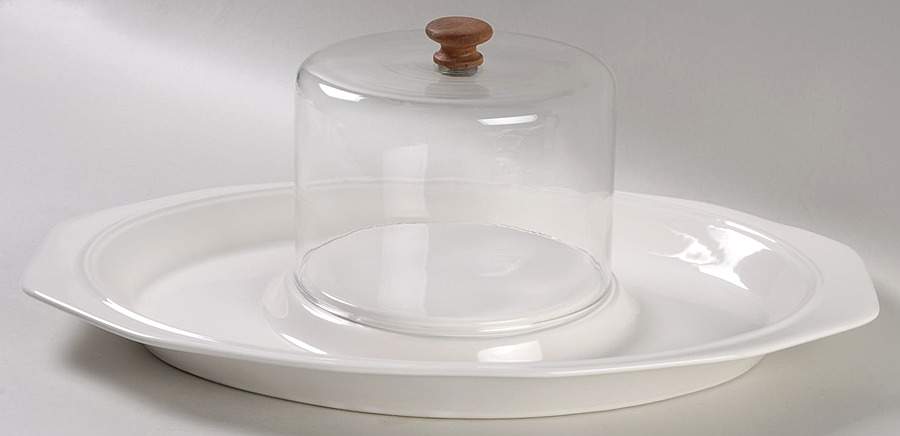 Heritage White Cheese and Cracker Set with Dome by Pfaltzgraff-1