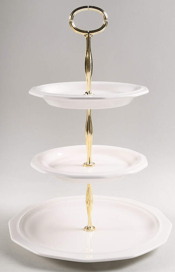 Heritage White 13 7/8"-14 1/4" 3-Tiered Serving Tray(DP,SP,BB) HC by Pfaltzgraff-1