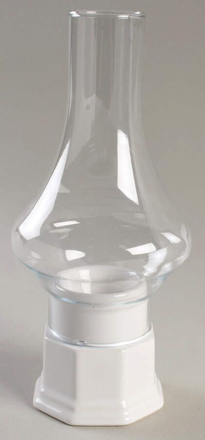 Heritage White Hurricane Lamp & Globe by Pfaltzgraff-1
