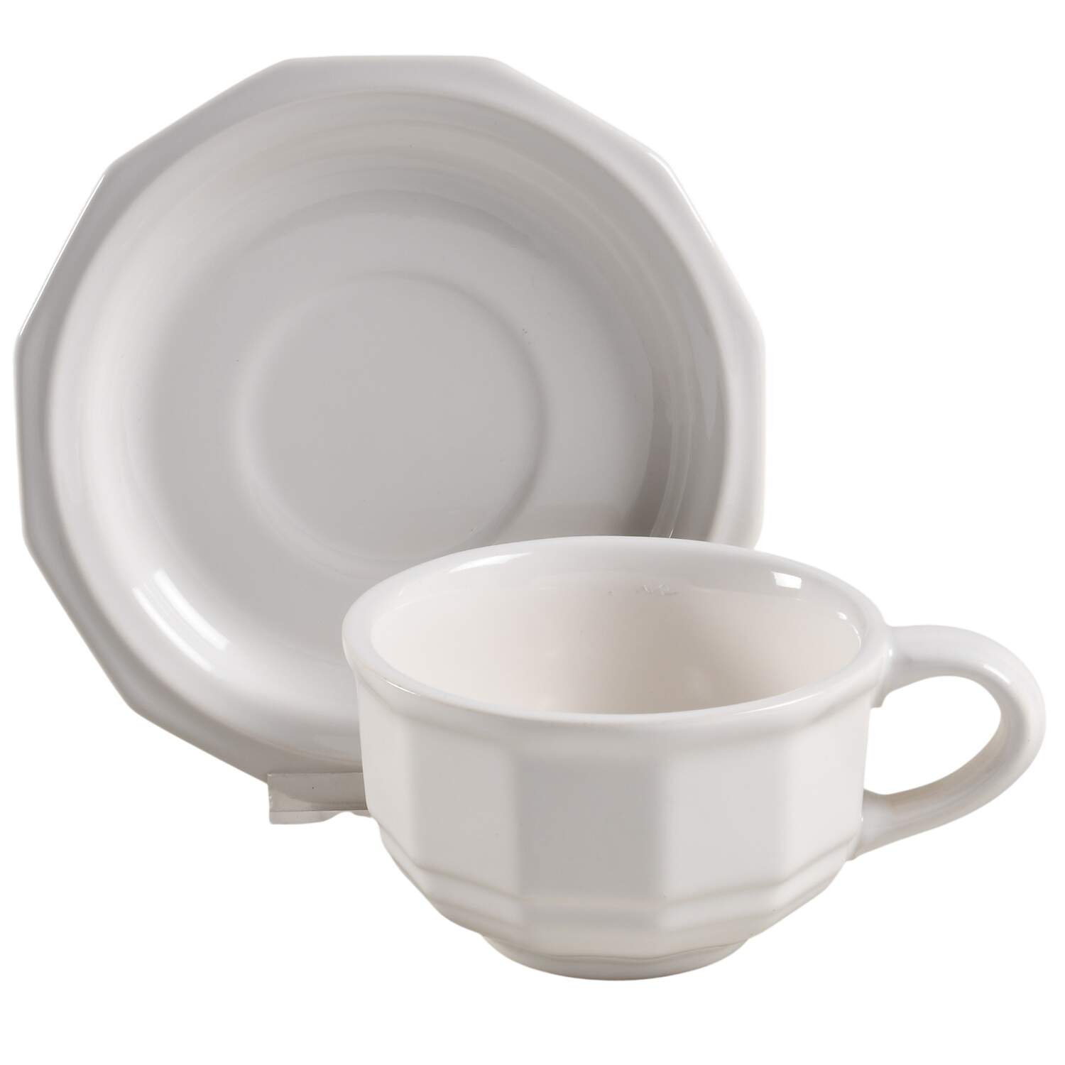 Heritage White Flat Cup & Saucer Set by Pfaltzgraff-1