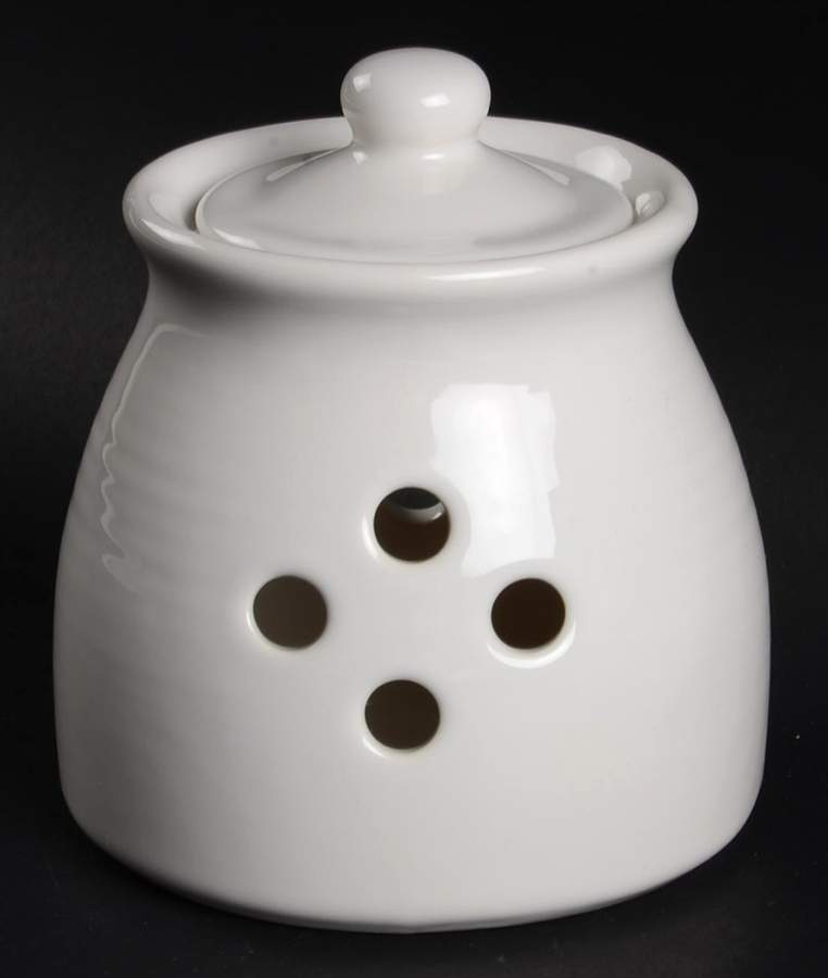 Heritage White Garlic Keeper & Lid by Pfaltzgraff-1