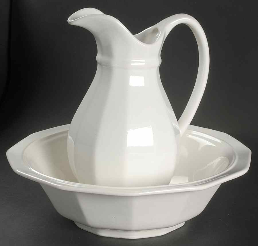 Heritage White 56 Oz Pitcher and Bowl Set by Pfaltzgraff-1