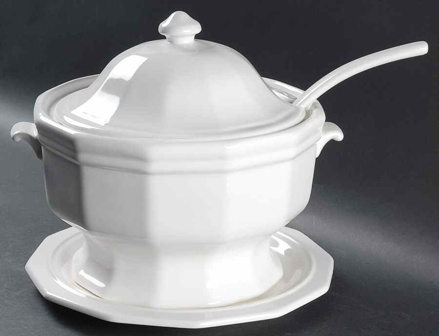 Heritage White Tureen & Lid W/Ladle & Underplate by Pfaltzgraff-1