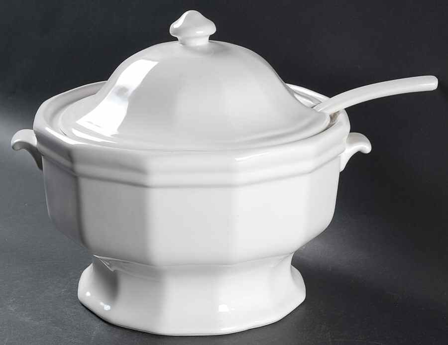 Heritage White Tureen & Lid W/Ladle by Pfaltzgraff-1