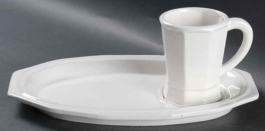 Heritage White Snack Plate & Mug Set by Pfaltzgraff-1
