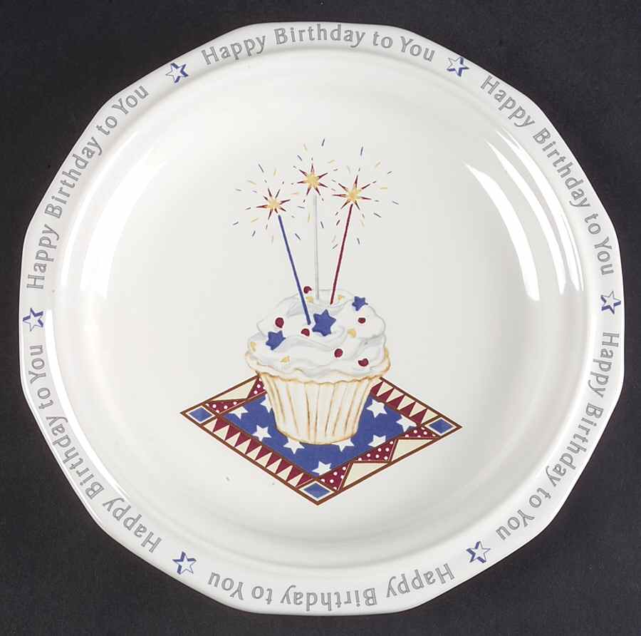 Heritage White Happy Birthday Luncheon Plate by Pfaltzgraff-1