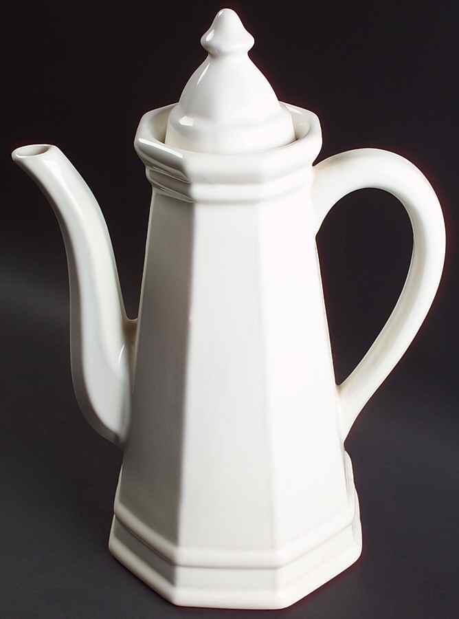 Heritage White Coffee Pot & Lid by Pfaltzgraff-1