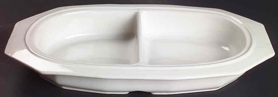 Heritage White 14" Oval Divided Vegetable Bowl by Pfaltzgraff-1