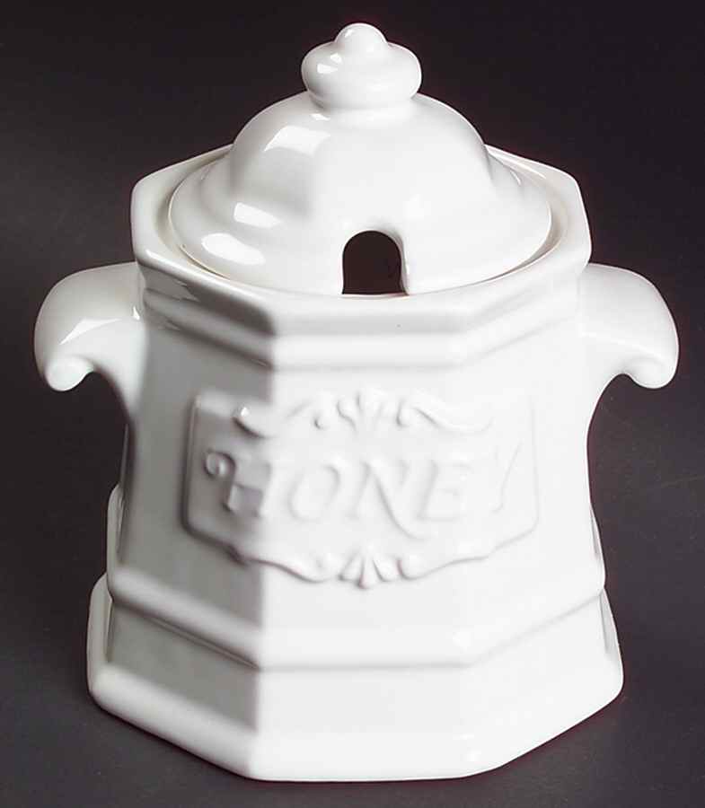 Heritage White Honey Pot & Lid by Pfaltzgraff-1